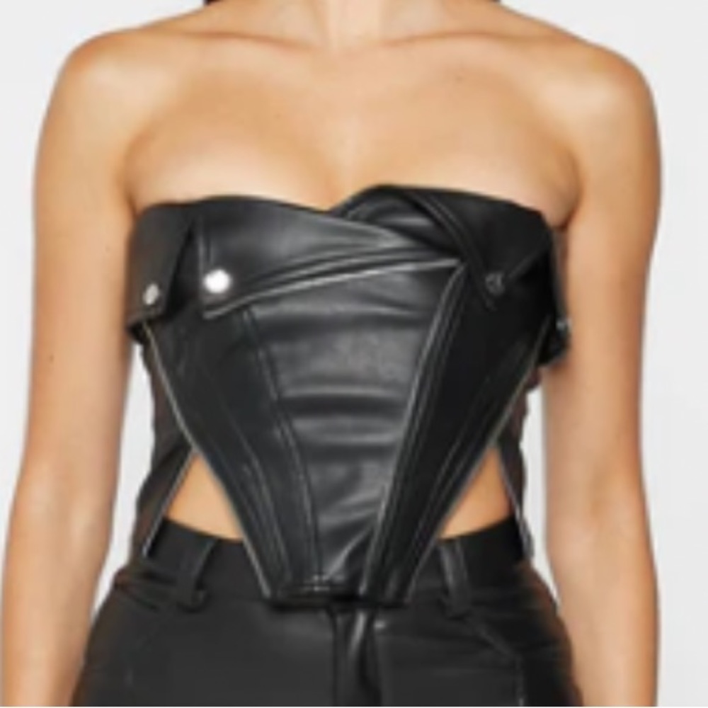 BLACK CORSET IN LEATHER New and still in package